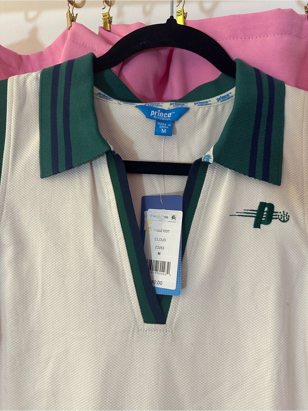 Prince White Tennis Dress with Green Contrast Collar